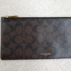 Coach NWOT Signature Black/Brown Pouch